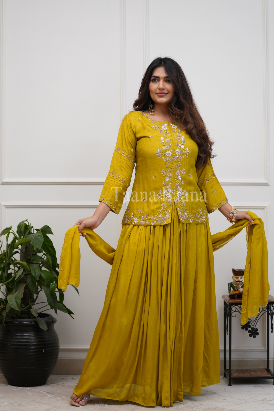 Handloom Taana Baana Kaftan Shirt and Skirt Set main image 1